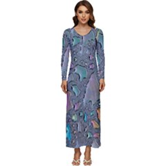 Glass Drops Rainbow Long Sleeve Longline Maxi Dress by uniart180623