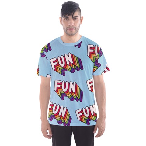 Fun Word Inscription Rainbow Pattern Men s Sport Mesh Tee by uniart180623