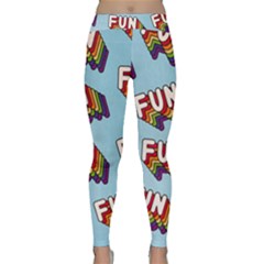 Fun Word Inscription Rainbow Pattern Classic Yoga Leggings by uniart180623