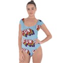 Fun Word Inscription Rainbow Pattern Short Sleeve Leotard  View1