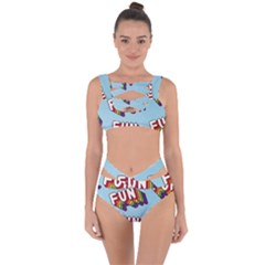 Fun Word Inscription Rainbow Pattern Bandaged Up Bikini Set  by uniart180623