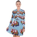 Fun Word Inscription Rainbow Pattern Long Sleeve Panel Dress View1