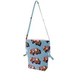 Fun Word Inscription Rainbow Pattern Folding Shoulder Bag by uniart180623