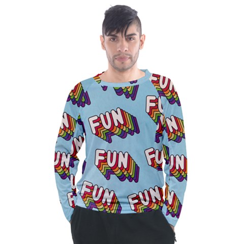 Fun Word Inscription Rainbow Pattern Men s Long Sleeve Raglan Tee by uniart180623