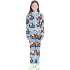 Fun Word Inscription Rainbow Pattern Kids  Tracksuit by uniart180623