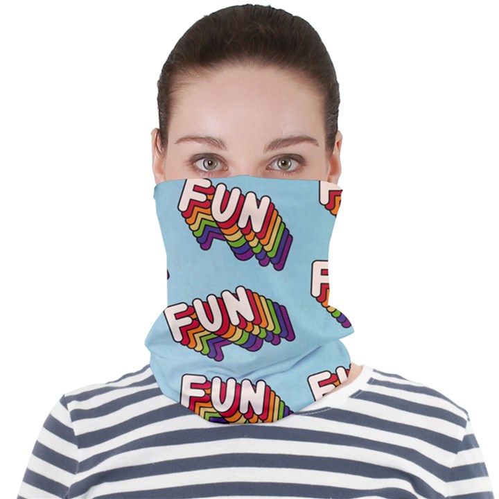 Fun Word Inscription Rainbow Pattern Face Seamless Bandana (Adult)