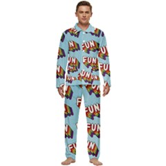 Fun Word Inscription Rainbow Pattern Men s Long Sleeve Velvet Pocket Pajamas Set by uniart180623