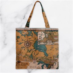 World Map Travel Pattern Architecture Zipper Grocery Tote Bag by uniart180623