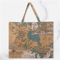 World Map Travel Pattern Architecture Zipper Large Tote Bag by uniart180623