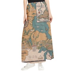 World Map Travel Pattern Architecture Maxi Chiffon Skirt by uniart180623