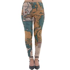 World Map Travel Pattern Architecture Lightweight Velour Leggings by uniart180623