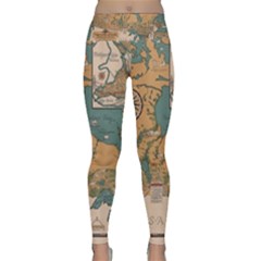 World Map Travel Pattern Architecture Lightweight Velour Classic Yoga Leggings by uniart180623