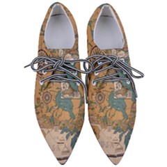 World Map Travel Pattern Architecture Pointed Oxford Shoes by uniart180623