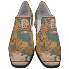 World Map Travel Pattern Architecture Women Slip On Heel Loafers by uniart180623