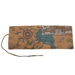 World Map Travel Pattern Architecture Roll Up Canvas Pencil Holder (s) by uniart180623