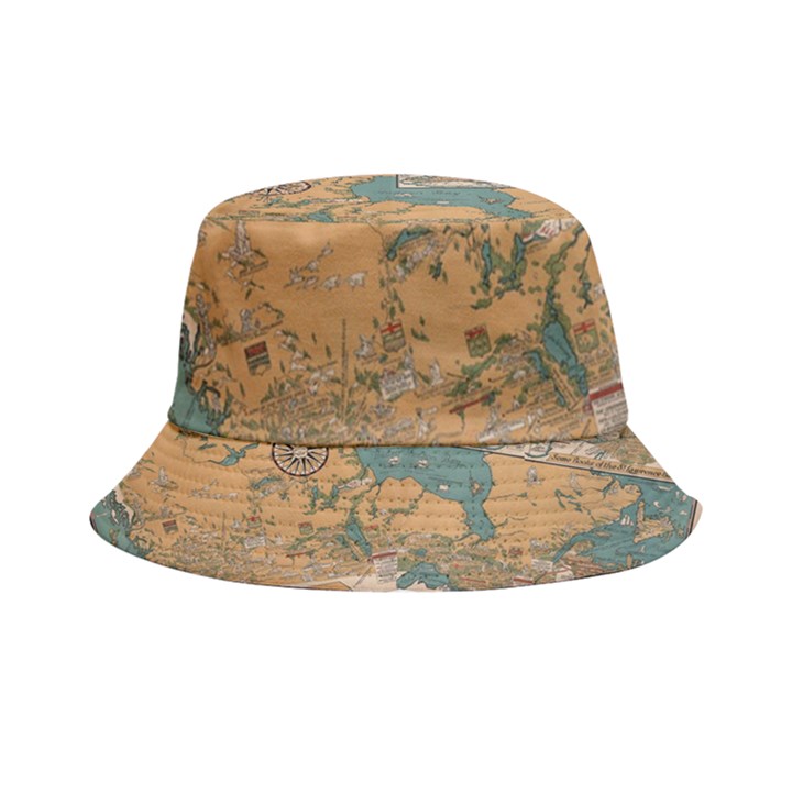 World Map Travel Pattern Architecture Inside Out Bucket Hat