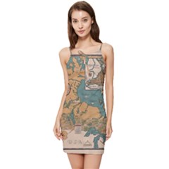 World Map Travel Pattern Architecture Summer Tie Front Dress by uniart180623