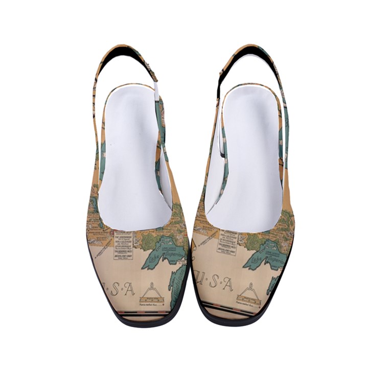 World Map Travel Pattern Architecture Women s Classic Slingback Heels