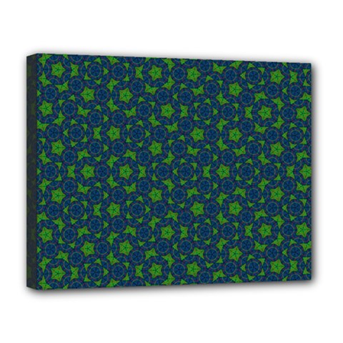 Green Patterns Lines Circles Texture Colorful Canvas 14  X 11  (stretched) by uniart180623