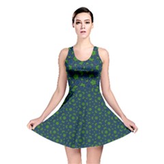 Green Patterns Lines Circles Texture Colorful Reversible Skater Dress by uniart180623