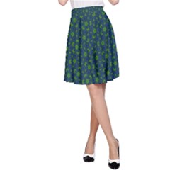 Green Patterns Lines Circles Texture Colorful A-line Skirt by uniart180623