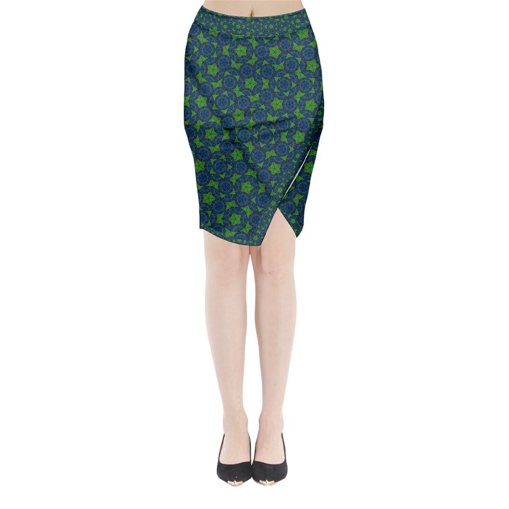 Green Patterns Lines Circles Texture Colorful Midi Wrap Pencil Skirt