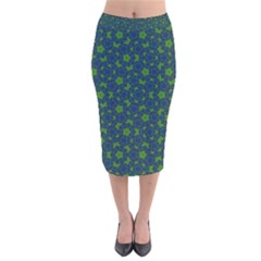 Green Patterns Lines Circles Texture Colorful Velvet Midi Pencil Skirt by uniart180623