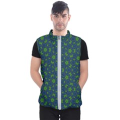 Green Patterns Lines Circles Texture Colorful Men s Puffer Vest by uniart180623