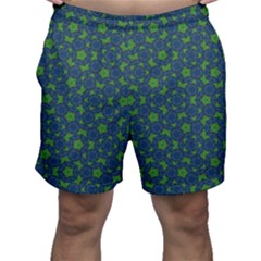 Green Patterns Lines Circles Texture Colorful Men s Shorts by uniart180623