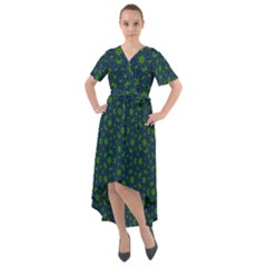 Green Patterns Lines Circles Texture Colorful Front Wrap High Low Dress