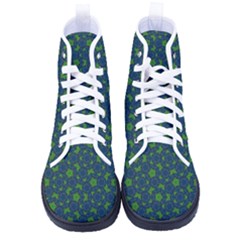 Green Patterns Lines Circles Texture Colorful Men s High-top Canvas Sneakers