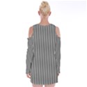 Stripe Line Pattern Black Lines Velvet Long Sleeve Shoulder Cutout Dress View2