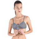 Stripe Line Pattern Black Lines Tie Up Cut Bikini Top View1