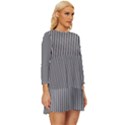 Stripe Line Pattern Black Lines Long Sleeve Babydoll Dress View3