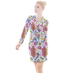 Flower Spring Button Long Sleeve Dress by Ravend