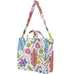 Flower Spring Square Shoulder Tote Bag by Ravend