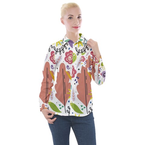 Flower Spring Women s Long Sleeve Pocket Shirt by Ravend