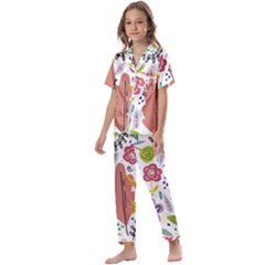 Flower Spring Kids  Satin Short Sleeve Pajamas Set by Ravend