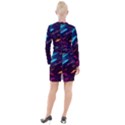 Night Sky Neon Spaceship Drawing Button Long Sleeve Dress View2