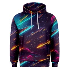 Night Sky Neon Spaceship Drawing Men s Overhead Hoodie by Ravend