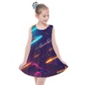 Night Sky Neon Spaceship Drawing Kids  Summer Dress View1