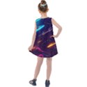 Night Sky Neon Spaceship Drawing Kids  Summer Dress View2