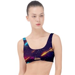 Night Sky Neon Spaceship Drawing The Little Details Bikini Top by Ravend