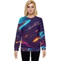 Night Sky Neon Spaceship Drawing Hidden Pocket Sweatshirt View1