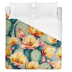 Prickly Pear Cactus Flower Plant Duvet Cover (queen Size) by Ravend