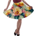 Prickly Pear Cactus Flower Plant A-line Skater Skirt View1