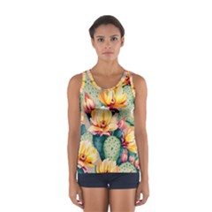 Prickly Pear Cactus Flower Plant Sport Tank Top  by Ravend