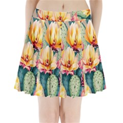 Prickly Pear Cactus Flower Plant Pleated Mini Skirt by Ravend