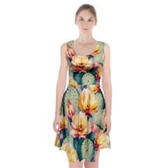 Prickly Pear Cactus Flower Plant Racerback Midi Dress by Ravend