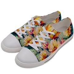 Prickly Pear Cactus Flower Plant Women s Low Top Canvas Sneakers by Ravend